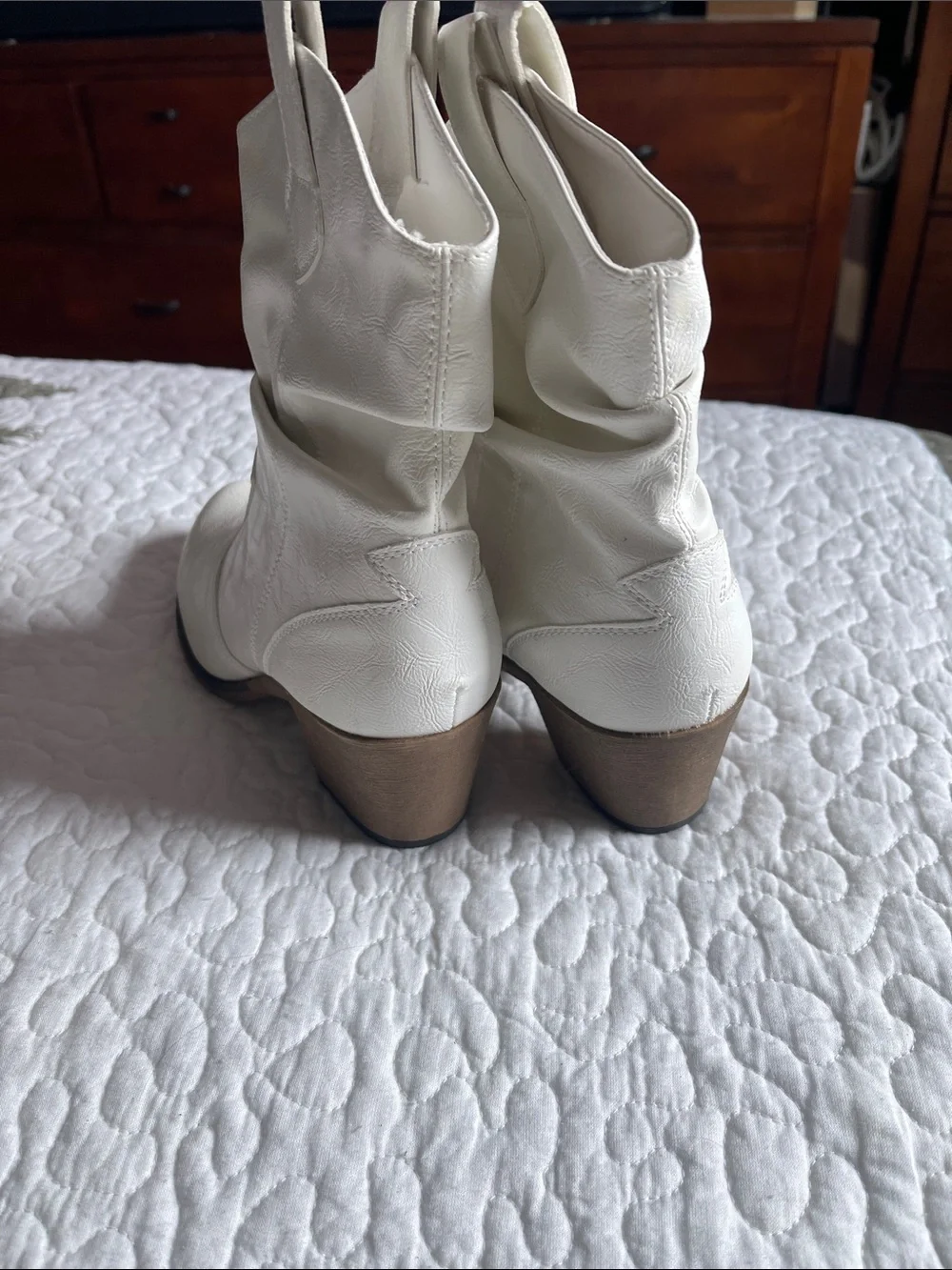 Charles Albert White Western Ankle Booties